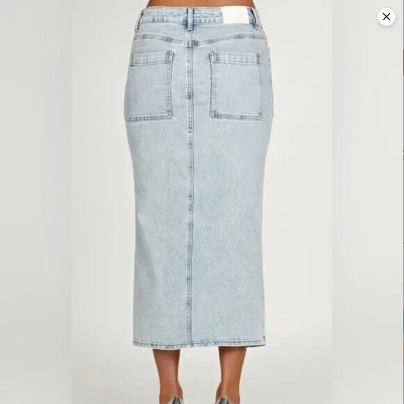 Meshki Acacia Denim Midi Skirt in Light Blue, Size Small - Picture 2 of 7